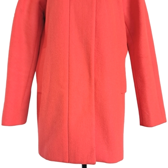 SOLD J. Crew Factory City long Coat Cocoon wool blend Pea coral red winter 10 - Picture 5 of 16